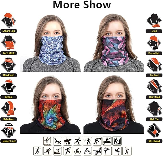 Neck Gaiter Headband Headwear Head Wrap Face Mask Magic Scarf Bandana for Men and Women