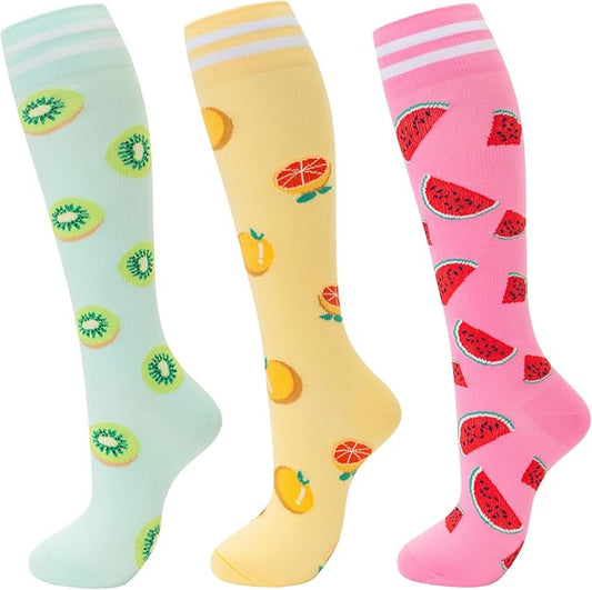 fenglaoda Compression Socks for Women Men Knee High 3 Pairs Support for Nurses, Travel, Circulation, Athletic, Pregnancy