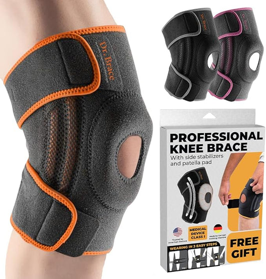 DR. BRACE ELITE Knee Brace with Side Stabilizers & Patella Gel Pads for Maximum Knee Pain Support and fast recovery for men and women-Please Check How To Size Video (Mars, Medium)