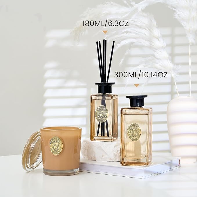 M&SENSE 6.3 oz Large Reed Diffuser Set | Fresh Grapefruit Scent Oil Diffuser with Sticks | Hotel Collection Non-Toxic Essential Oil |for Bedroom Bathroom Living Room