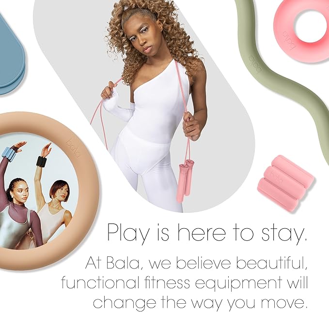 Bala Weighted Jump Rope for Women & Men - Adjustable & Replaceable Jumping Rope for Adults - Workout Jump Rope Ergonomically Designed for Cardio & HIIT - Skipping Rope with Silicone Handles