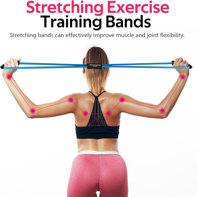 RENRANRING Figure 8 Fitness Resistance Bands with Handles - Exercise Tube Band Set of 3 for Arm and Shoulder Stretch, Rope 8 Word Elastic for Women and Men