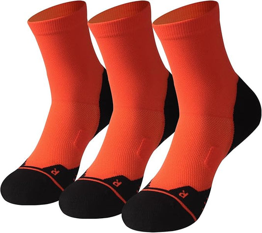 HUSO Compression Ankle Running Socks: Athletic Socks for Men Women with Cushion,Work Hiking Basketball Sport Socks 3 Pairs