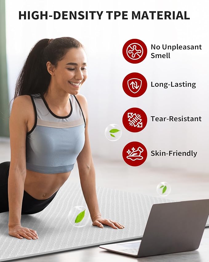 CAMBIVO Large Yoga Mat (6'x 4'), Extra Wide Workout Mat for Men and Women, Yoga Mat Thick 1/3 &1/4 Exercise Mats for Home Workout, Yoga, Pilates (Black,1/4 inch)