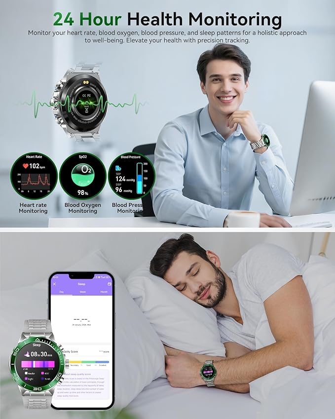 SOUYIE Military Rugged Smart Watch for Men, AMOLED 1.43" HD Screen, Bluetooth Call Answer/Make, Blood Oxygen/Heart Rate/Sleep Tracker, 7-30 Day Battery, Waterproof Fitness Tracker for iOS Android