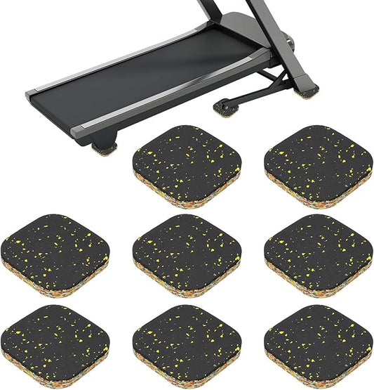 PATIKIL 8 Pcs Treadmill Mat Pads, 4x4x0.6 High Density Foam Anti Vibration Pad Sound Proof Floor Mat Exercise Equipment Mat for Carpet Protect Noise Reduction Home Gym, Yellow