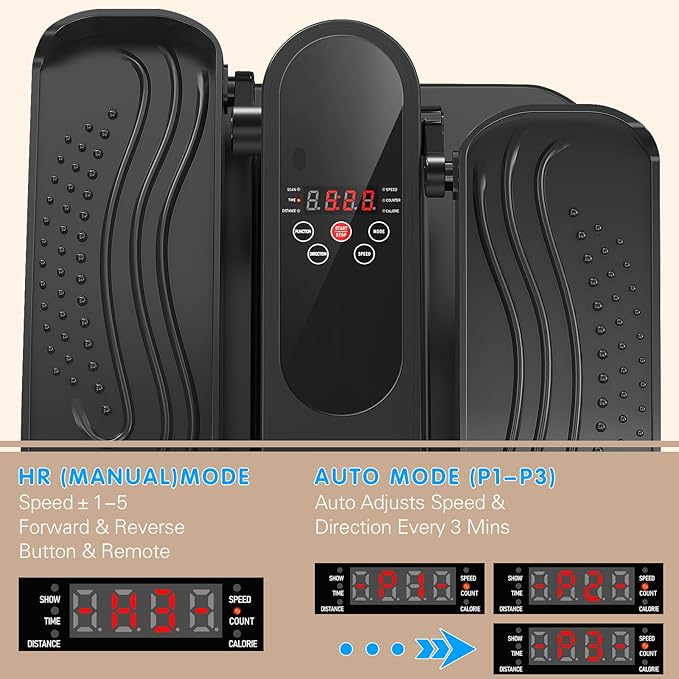 Under Desk Elliptical Machine, Mini Ellipse Leg Exerciser Electric Seated Pedal Fully Assembled Quiet Compact for Seniors Portable Stepper with Remote Control for Home