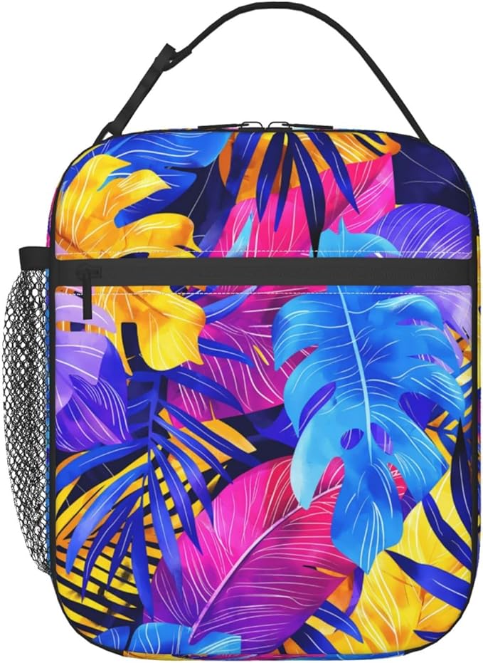 Insulated Lunch Box for Women Men, Leaf Theme Lunch Box Reusable Portable Lunch Bag Cooler Tote Waterproof Lunch Container for Office Picnic Work Travel Hiking