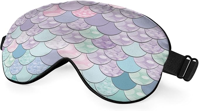 Mermaid Scales Eye Mask Sleeping Mask Pink Purple Blue Green Scales Marine Life Sleep Masks Silky Soft Eye Cover for Women Men Shading Blindfold for Air Travel Sleeping