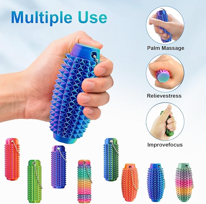5PC Little Ouchies Fidget Toys Adults, Pain Stim Fidget Anxiety Relief Pain Stim Pocket Sensory Toys for Anxiety and Stress Reduction,Portable Travel Stress Relief Spiky Fidget Keychain (Style-1)