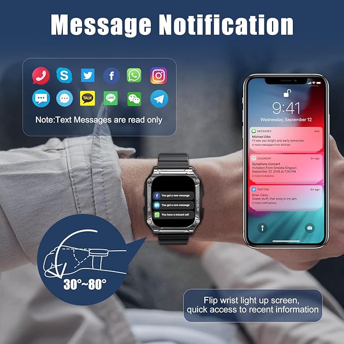 Smart Watch for Men with Phone Function 1.95” HD Touchscreen Smartwatch Fitness Tracker 130+ Sports Modes IP68 Waterproof Wristwatch with Sleep Monitor Pedometer Message Reminder for Android iOS