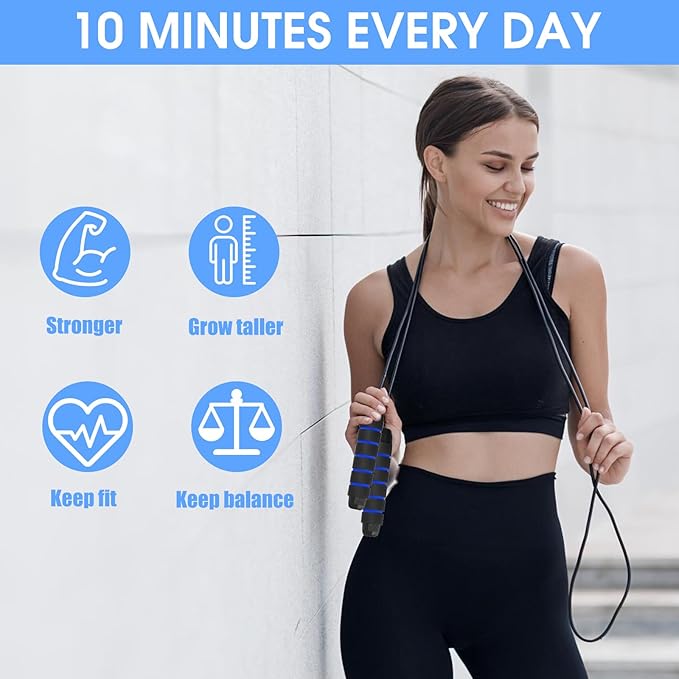 16 Pieces Jump Ropes for Fitness with Ball Bearings Speed Jumping Rope Adjustable Skipping Rope with Foam Handles Exercise Jump Rope for Men Women Cardio Training