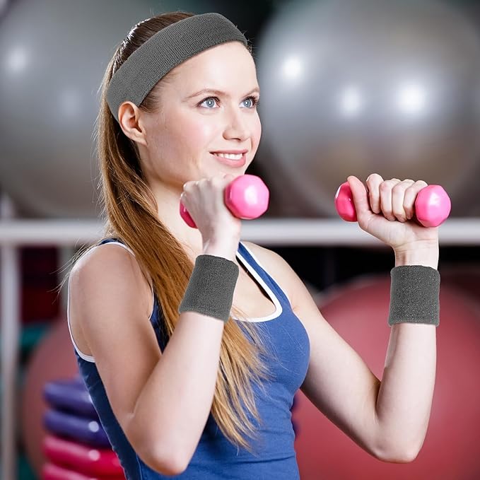 48 Pcs Football Sweatbands Bulk for Men Women Striped Sweatband Set, Include 16 Headband and 32 Wristbands Sports Neon Accessories for 80's Costume Party Athletic Gym