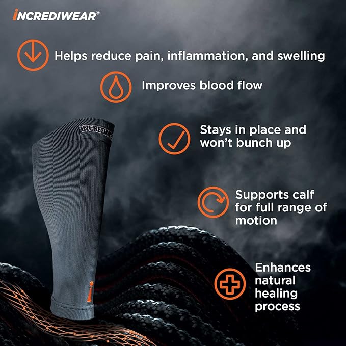 Incrediwear Calf Sleeve - Calf Sleeves for Men and Women to Help with Muscle Pain Relief, Shin Splints, and Muscle Recovery (Charcoal, Large)