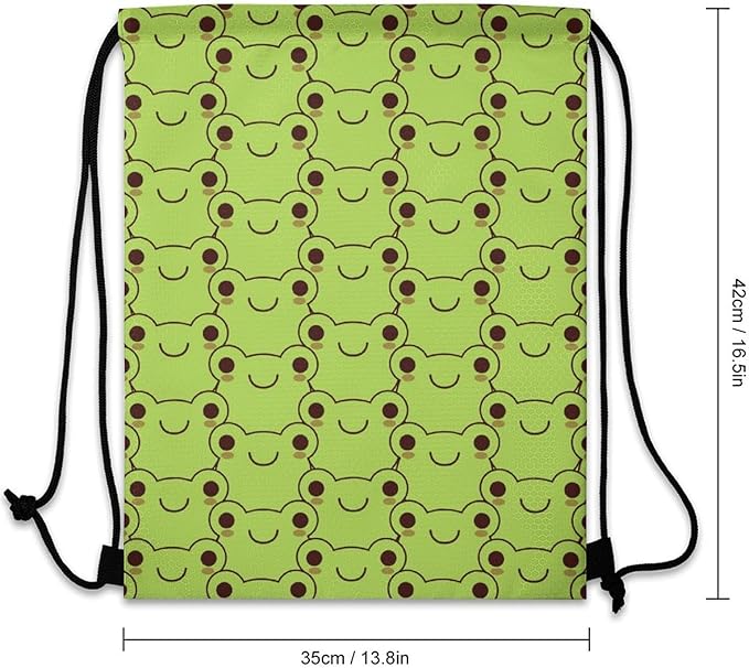 Frog Drawstring Backpack - Cute Cinch Sack, String Backpacks for Kids Women Men Boys Girls for Gym Outdoor Sports Travel Athletic Drawstring Bag - Lightweight/Foldable