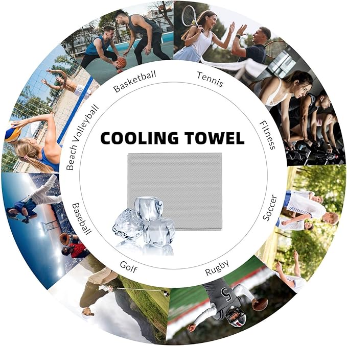 Custom 1-200 Pack Cooling Towel 40"x12", Design Your Team Logo Photo Ice Towel Personalized Soft Breathable Sport Towel Customized Workout Sweat Towel for Yoga Gym Activities (Grey)