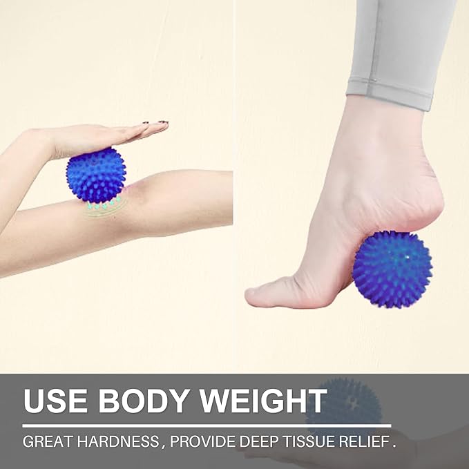 LEZER, Trigger Massage Point, Manual Massage Ball, Muscle Knots Relief Tool, Myofascial Release, Physical Therapy, Plantar Fasciitis, Set of 2 (Orange Trigger and Spiky Ball)