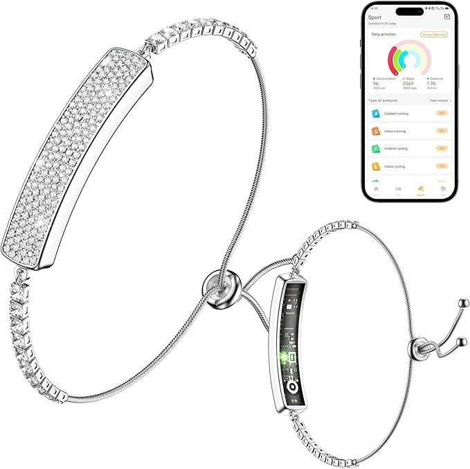 Sleep & Fitness Tracker with 2 Bands, Stylish & Ultra-Light Smart Bracelet for Women, 24/7 Heart Rate, Blood Oxygen & Stress Monitor, Waterproof Health Trackers Gifts for Girls, No Subscription-Silver