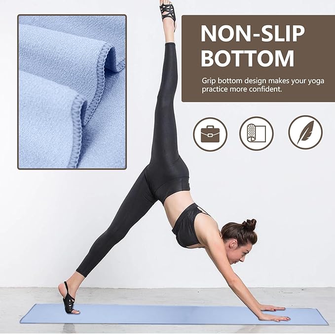 Hot Yoga Towel with Grip Dot, 72" x 24", Absorbent Microfiber Non Slip Yoga Mat Towel for Hot Yoga, Bikram, Pilates, Exercise and Fitness, Blue