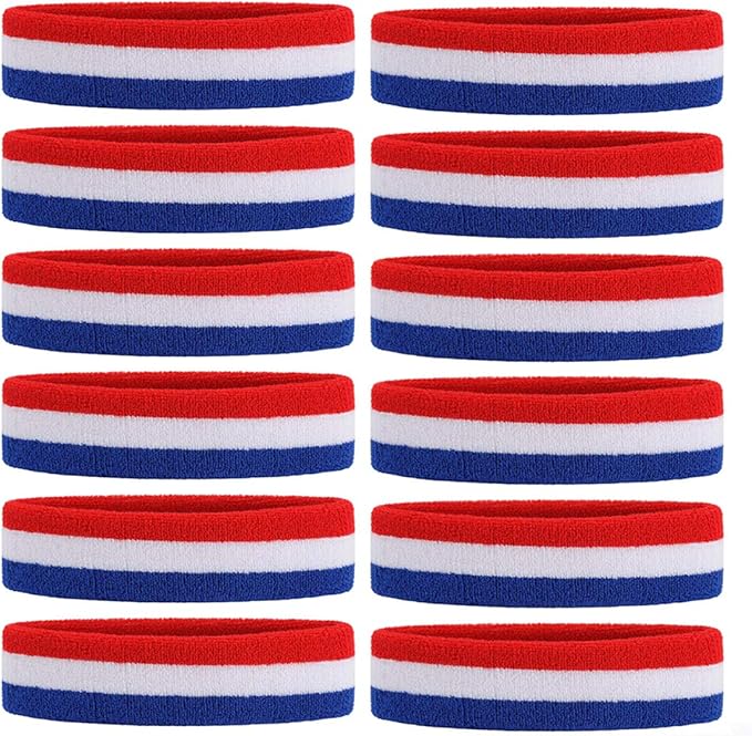 ONUPGO Sweatband Headbands for Men & Women -12PCS Sports Headbands Moisture Wicking Athletic Cotton Terry Cloth Headband for Tennis,Basketball,Football,Gym,Working Out