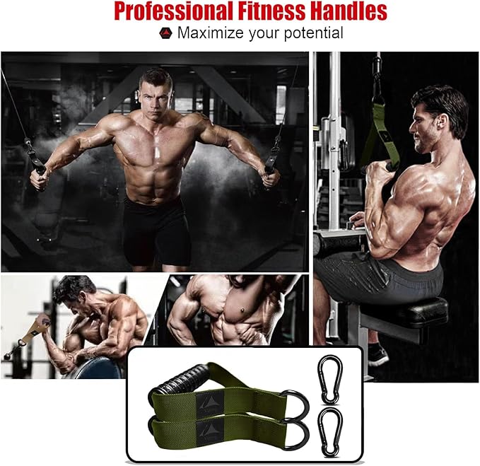 1000lbs Heavy Duty Fitness Handles - Non-Slip Rubber Exercise Grips for Cable Machines, Resistance Bands, Pulley Systems - Universal Attachment for Home & Commercial Gym Workout Equipments