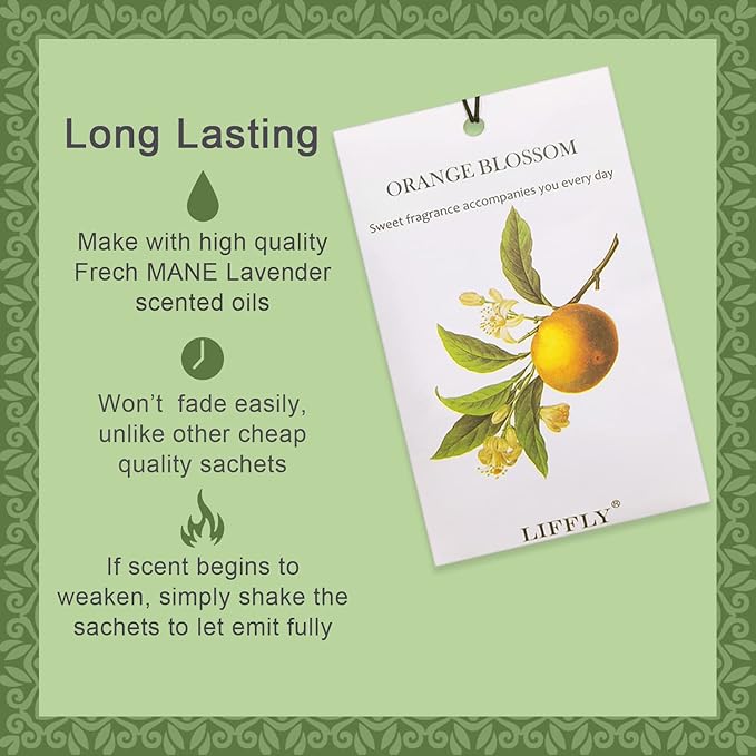 14 Packs Orange Blossom Sachets fit Drawer and Closet Long Lasting Gift