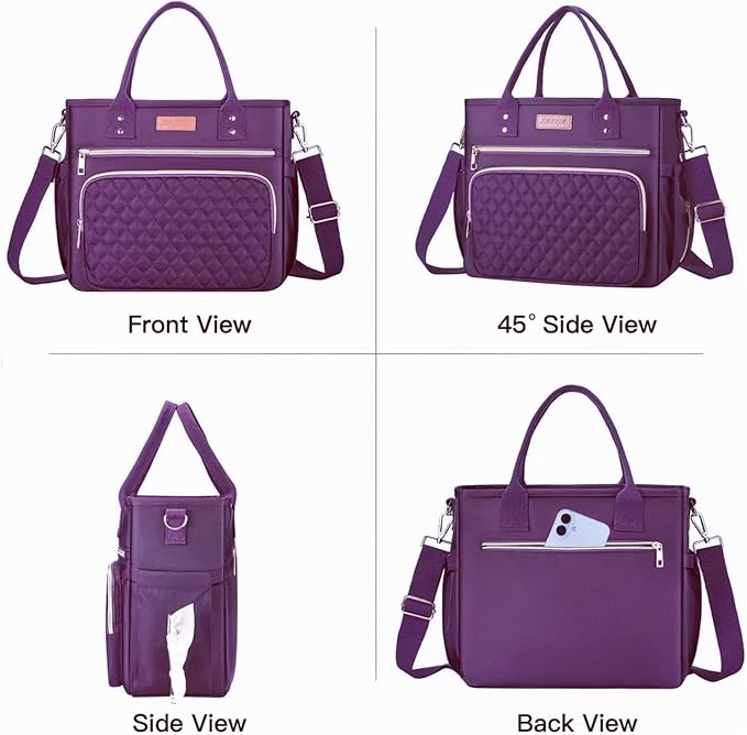 EASYA Large Women Lunch Bags for Work Insulated/Insulated Adult Lunch Box for Womens/Nylon Thermal Lunch Bag for Women/Leakproof Cooler Lunch Tote Bag with Storage Pocket (Mirage Purple)