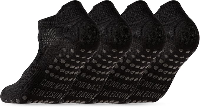CoolMate Pilates Socks with Grips for Women, Yoga Socks, Crew Non Slip Women for Workout, Barre, Pilates Gifts