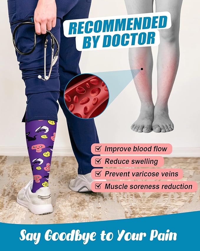 FuelMeFoot 6 Pairs Compression Socks for Women & Men 15-20mmHg Graduated Support Knee High Socks for Nurses, Travel, Athletic