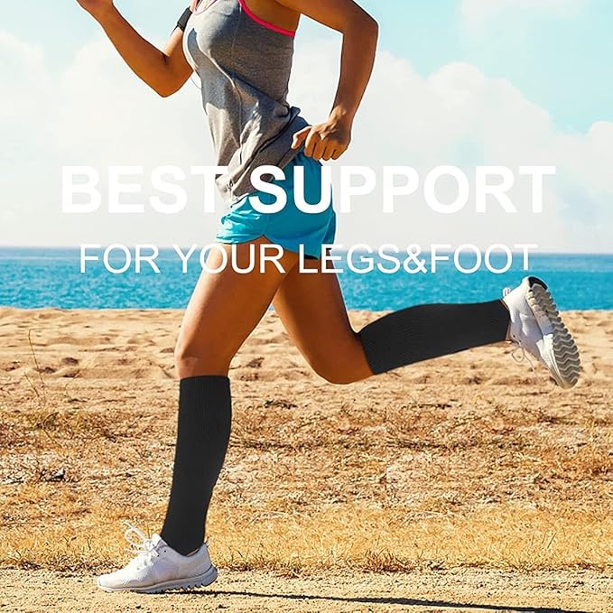 Graduated Compression Socks for Women&Men 20-30mmhg Knee High Socks Travel Hiking Running Stocking