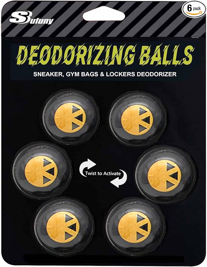 Shoe Deodorizer Odor Eliminator Ball -Sneaker Deodorizers balls Car Air Fresheners Odor Eaters for Shoes, Gym Bags, Closet and Locker 6 Pack (Cool Black Linen)