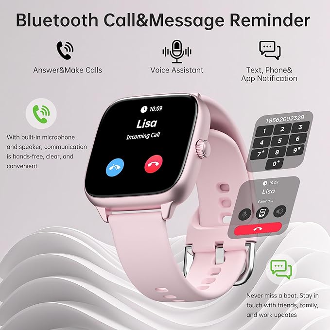 Fitness Tracker Answer/Make Calls, Smart Watch with Blood Pressure, Blood Oxygen, 24/7 Heart Rate Monitor, 120+ Sport Mode Activity Tracker, Waterproof Sleep Tracker for Women Men