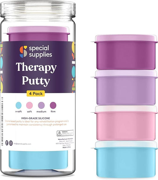 Special Supplies Therapy Putty for Teens and Adults - Resistive Hand Exercise Stress Relief Therapy Putty Kit, Set of 4 Strengths, Three Ounces of Each Putty (Unicorn Colors)