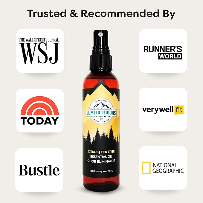 Lumi Outdoors Natural Shoe Deodorizer Spray & Odor Eliminator - Fresh Citrus Tea Tree Essential Oil Odor Eater