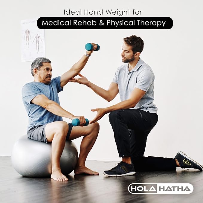 HolaHatha 2, 3, 5, 8, and 10 Pound Neoprene Dumbbell Free Hand Weight Set with Rack, Ideal for Home Exercises to Gain Tone and Definition, Pastel