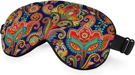 Paisley Floral Eye Mask Sleeping Mask Retro Ornament Boho Ethnic Pattern Sleep Masks Silky Soft Eye Cover for Women Men Shading Blindfold for Air Travel Sleeping