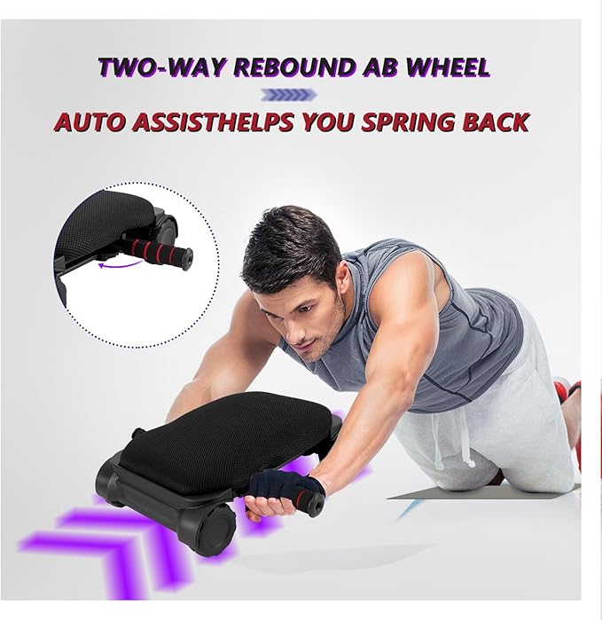 Ab Roller Wheel, Automatic Rebound Abdominal Wheel for Core Workout, Workout Equipment for Difficult Abdominal & Core Strength Training,pilates board