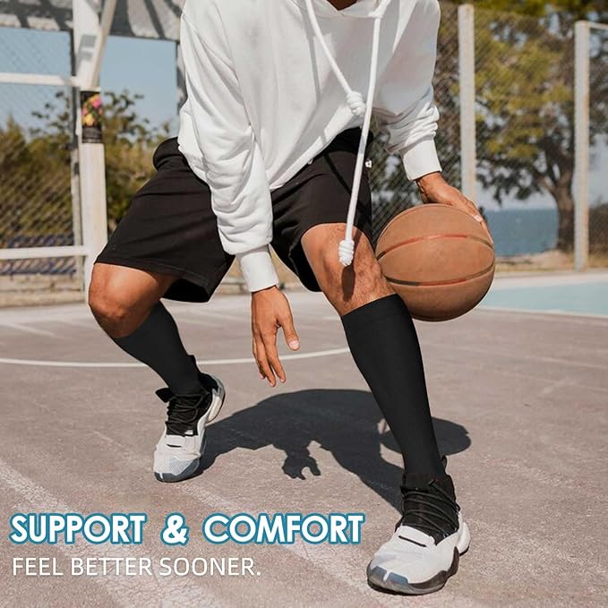 Graduated Compression Socks for Women&Men 20-30mmhg Knee High Socks Travel Hiking Running Stocking