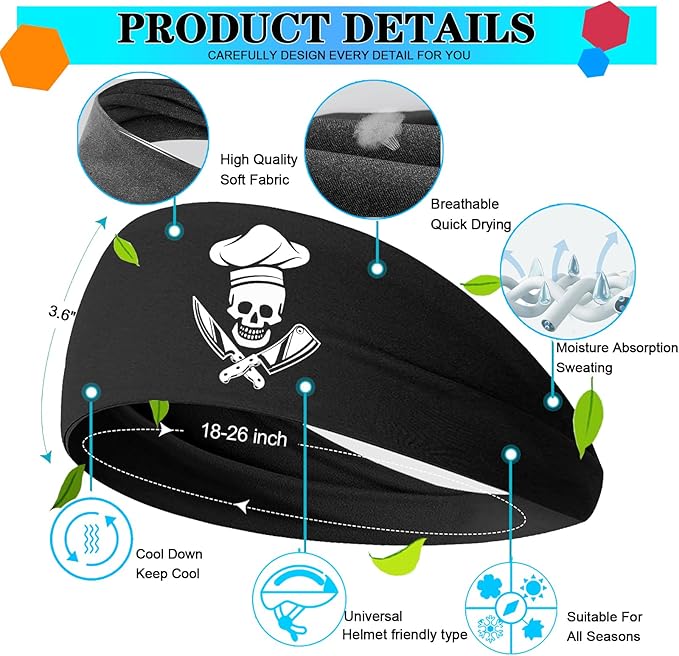 Sports Headbands for Men 3pcs Sweat Bands Headbands Men Sweatbands for Mens Women Running Head Bands Hairband