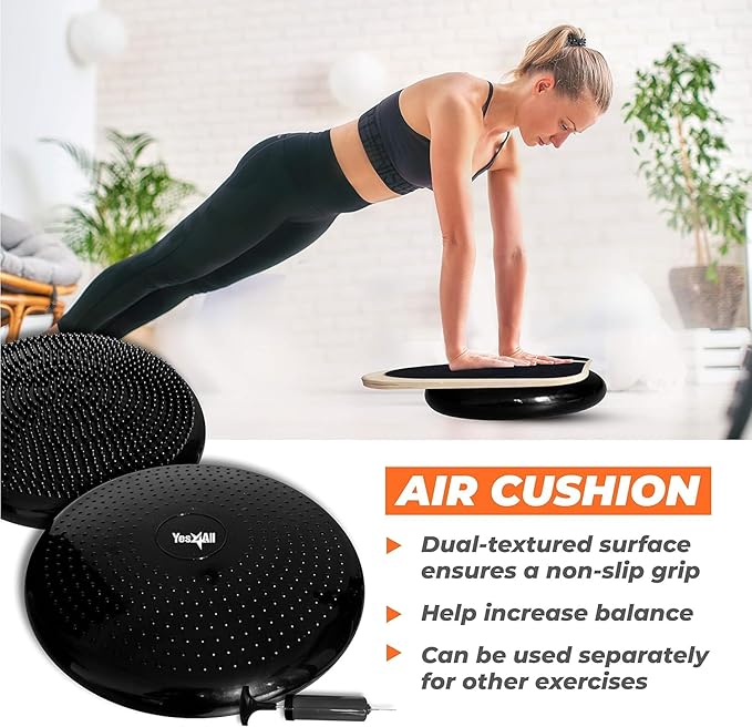 Yes4All Balance Board Sports Trainer, Surf Trainer Board With Adjustable Stoppers, Improve Core Strength and Balance Control