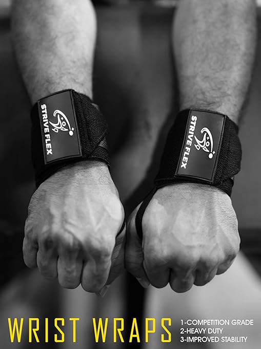 Weightlifting Wrist Wraps 12" Professional Quality Wrist Support with Heavy Duty Thumb Loop - Best Wrap for Powerlifting Competition, Strength Training, Bodybuilding (Black)