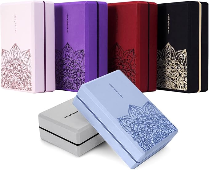 nuveti Yoga Blocks Set of 2, High Density Yoga Brick Foam Blocks to Improve Strength, Flexibility and Balance Brick Foam Blocks