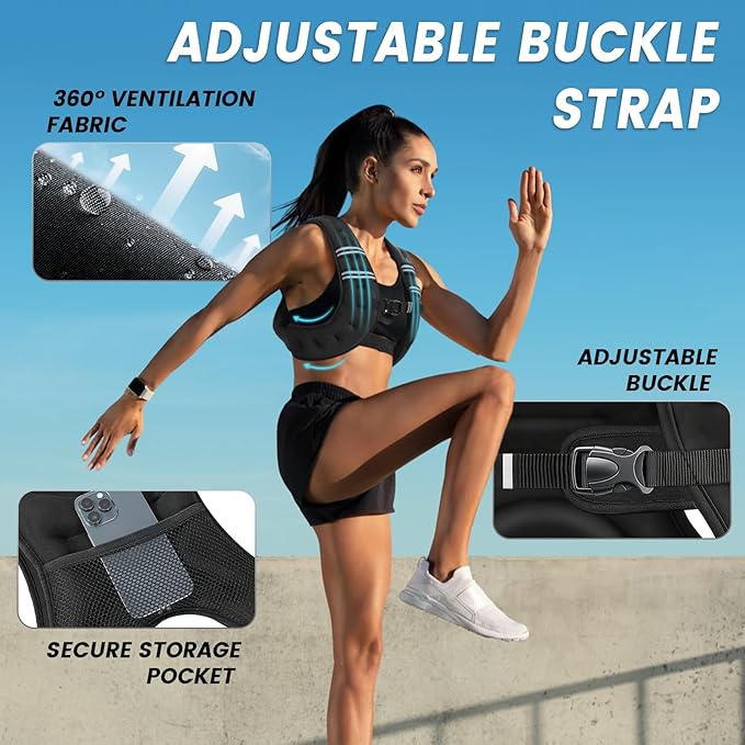 Weighted Vest Woman, 6/8/12/16/20/25/30 LB Womens Weight Vest for Walking, Strength Training Body Plus Weight Vests for Female Men, Reflective Stripe Fitness Vest for Workout Running Jogging