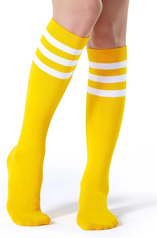 FITRELL Women's Knee High Socks Outdoor Sport Athletic Socks Casual Stripe Tube Socks 1-4 Pack
