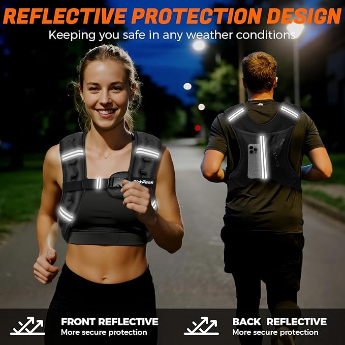 Weighted Vest for Woman Man 5lb/6lb/8lb/12lb/15lb/20lb/25lb/30lb Weighted Vest for Walking, Strength Training Weight Vest with Adjustable Buckle Detachable Phone Pouch for Running Workout