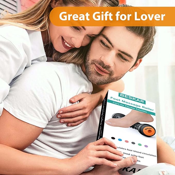BESKAR Foot Massage Roller for Plantar Fasciitis Relief, Portable Reflexology Tool Pressure Point Massage Rollers, Deep Tissue Massages for Relieving Feet Arch Heel Pain, Myofascial Pain Syndrome