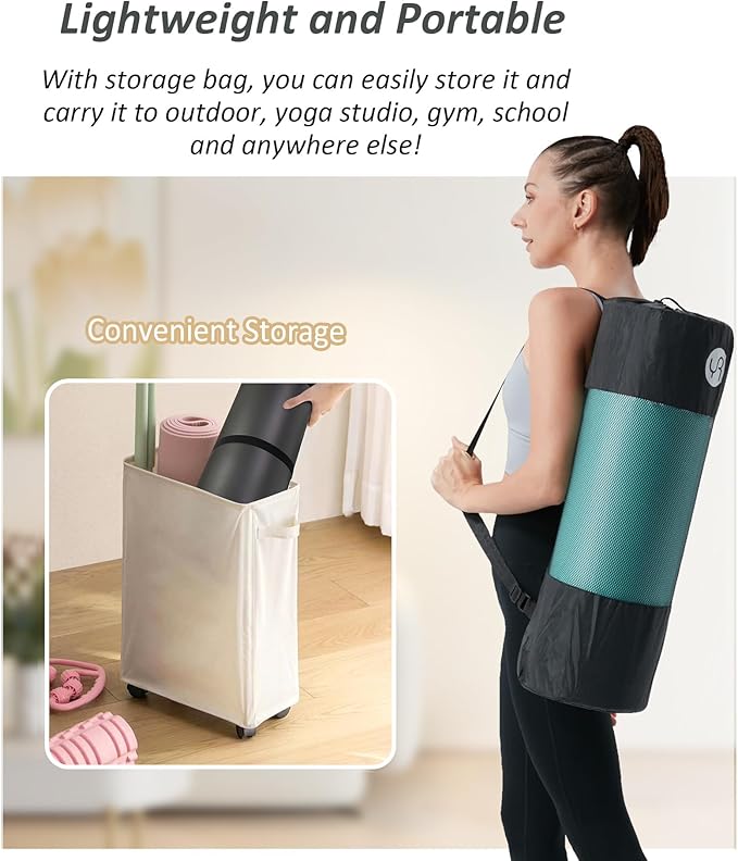 Yoga Mat Thick 1 inch Exercise Mat 76.7"x24" Workout Mats for Home Gym, Non-slip Yoga Mat for Women Men, with Carrying Yoga Bag