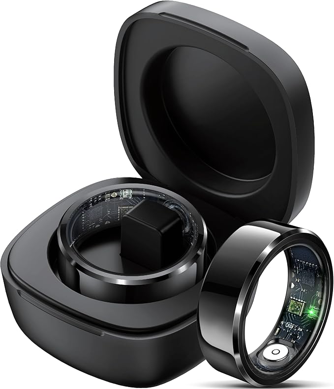 Smart Ring Heart Rate Monitor Blood Pressure Ring Sleep Tracker Health Rings Pedometer Step Counter Calories Waterproof Fitness Rings for Women Men