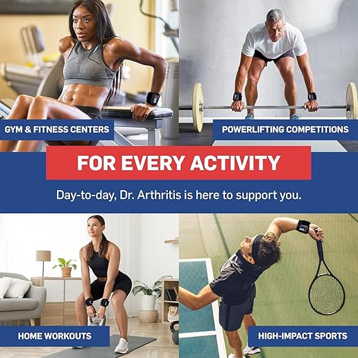 Dr. Arthritis Doctor Developed Wrist Brace, Wrist Wraps for Tendonitis, Hand Support, Ideal for Fitness, Weightlifting (Pair)