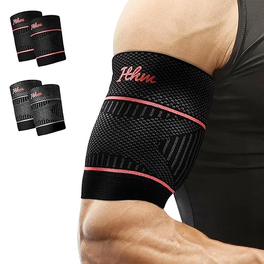 Bicep Tendonitis Brace for Pain Relief, Bicep Tendonitis Sleeve for Muscle Strains Recovery, Bicep Compression Sleeve for Men and Women (Medium, 1Pair)
